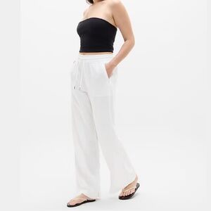 Retreat Linen High Rise Wide Leg Pant - Calla Lily